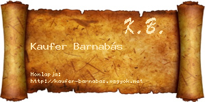 Kaufer Barnabás névjegykártya